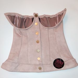Hot Miami Styles stretchy faux pink suede underbust corset.